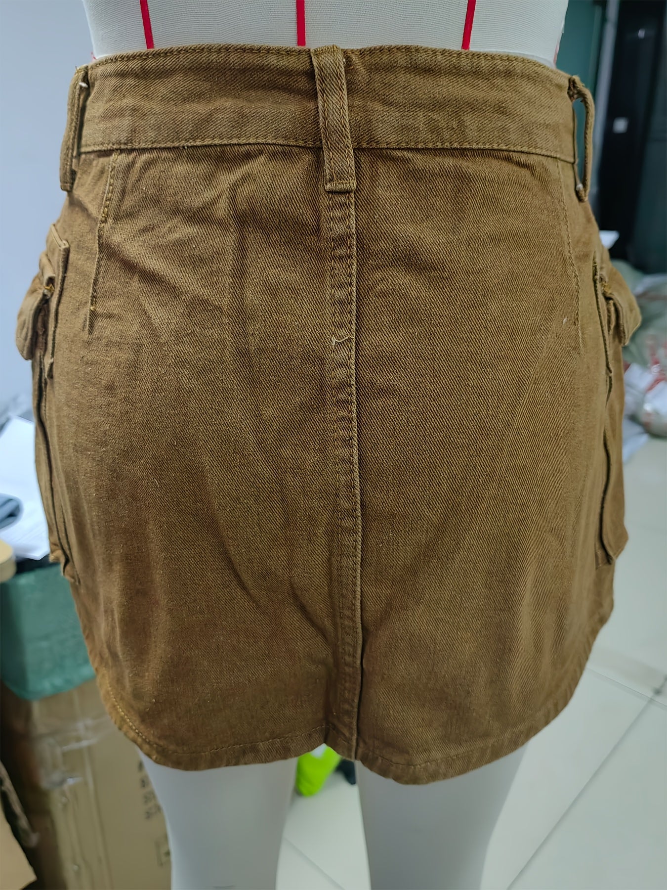 Black Workwear Straight Skirt with Large Pockets