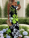 Flirty Plant Print Sundress with Adjustable Straps - Lightweight & Flowy for Spring & Summer Vacations - Womens Casual Cami Dress