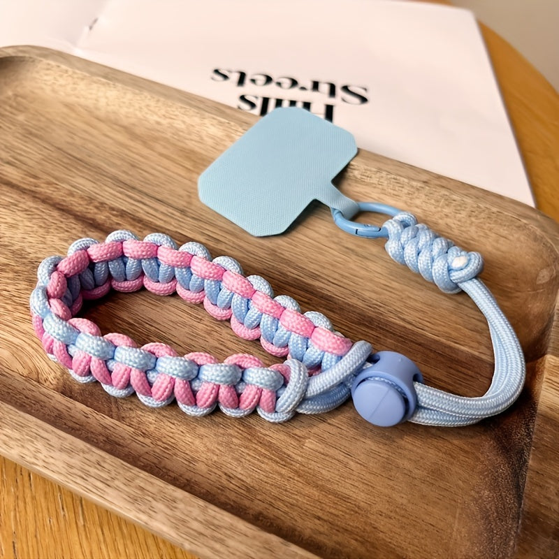 New Travel Mobile Phone Lanyard Adjustable Wrist Short Pure Hand-woven Simple Anti-theft and Drop Color Matching Thickened Metal Solid Clip Style Pet Camera Shell Universal CCD