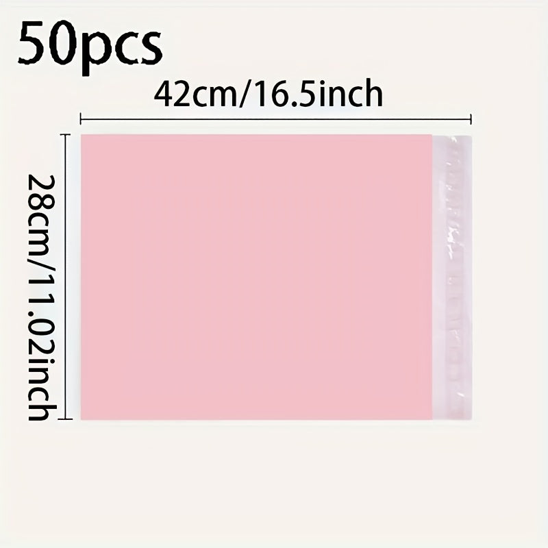 50-Pack Pink Courier Bags, Self-Adhesive Waterproof Mailing Envelopes, Bulk Shipping Bags for Clothes, Books, In-Line Skate Material, Durable Plastic Packaging