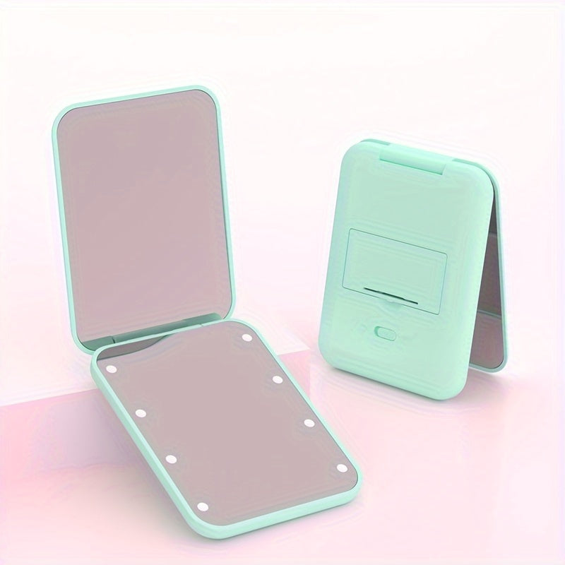 [LED Travel Makeup Mirror] Compact, Double-Sided, 1X/3x Magnified LED Mini Travel Makeup Mirror - Portable, Folding, Hand-Held, Small Lighting, Unscented, Plastic Surface, Non-Rechargeable Button Battery (Diameter≥20mm) Pow
