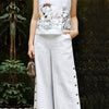 Women'S Elegant Summer Embroidered Jumpsuit - Vibrant Orange, Sleeveless with Floral & Butterfly Design, Wide-Leg Pants, Casual Attire for Spring/Summer, Casual Attire|Butterfly Embroidery|Elegant Jumpsuit