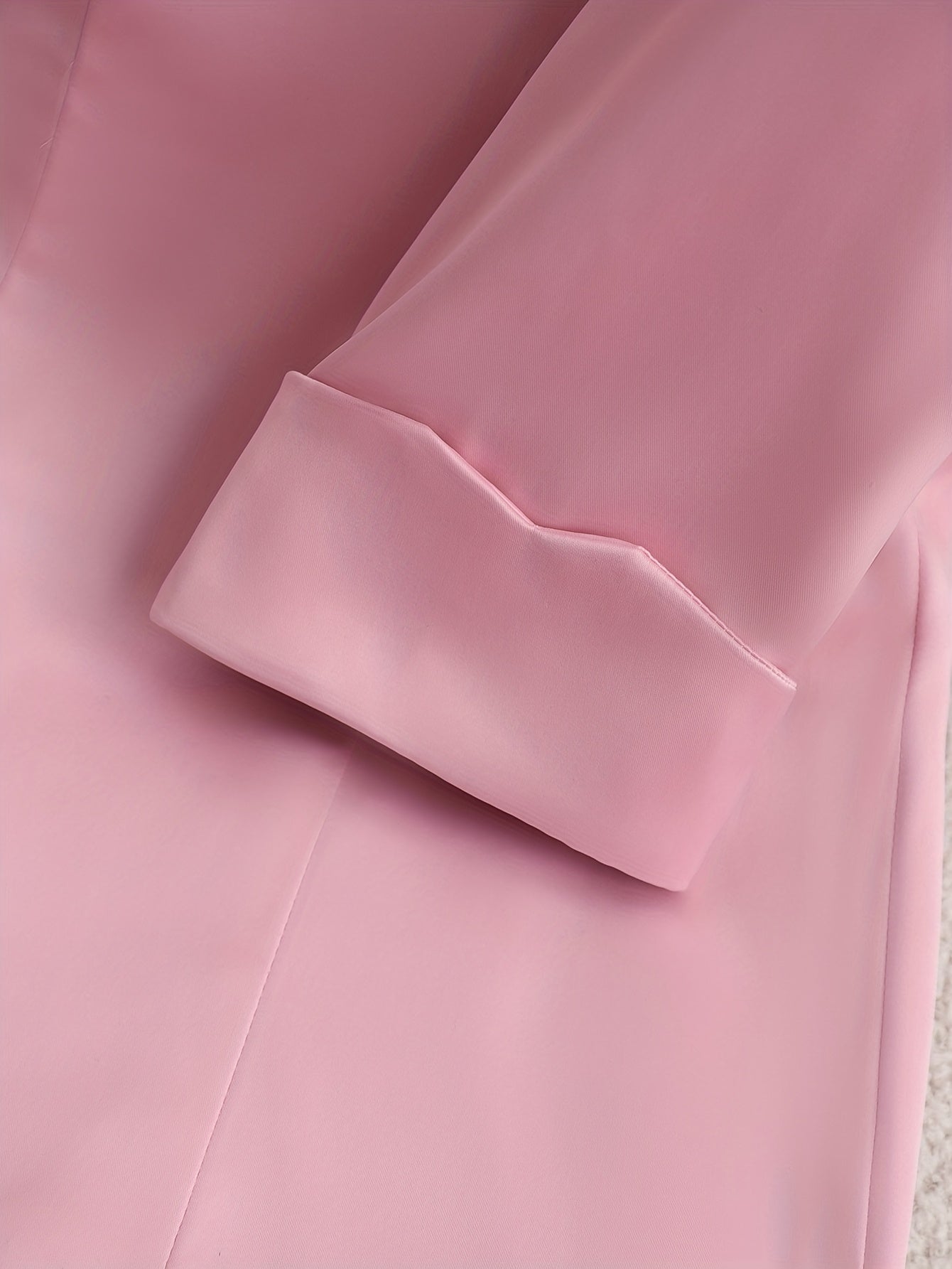 Elegant Satin Blazer for Women, Solid Color, Single Breasted, Three Quarter Sleeve, Polyester 96% Elastane 4%, Regular Fit, Woven, Button Detail, No Belt, All Seasons