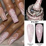 FOUR LILY 0.24oz Reflective Glitter Nail Gel - Semi-Permanent Soak Off LED Varnish for Manicure, Sparkling Pink & Purple Swirls, Long-Lasting Shine, Easy Application, Nail Art Gel | Glittery Nail Polish | Vibrant Colors, Nail