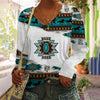 V-neck T-shirt Loose Casual Long Sleeves Printed Comfortable Slim-fitting Simple All-match