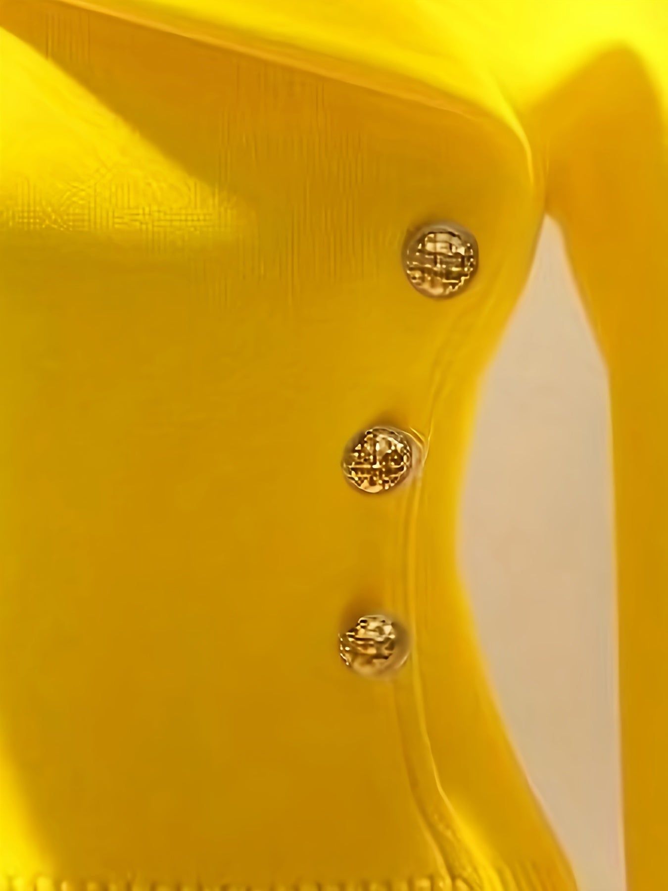 Elegant Yellow V-Neck Knit Sweater for Women - Chic Mock Neck with Button Details, Comfortable & Warm, Perfect for All Seasons