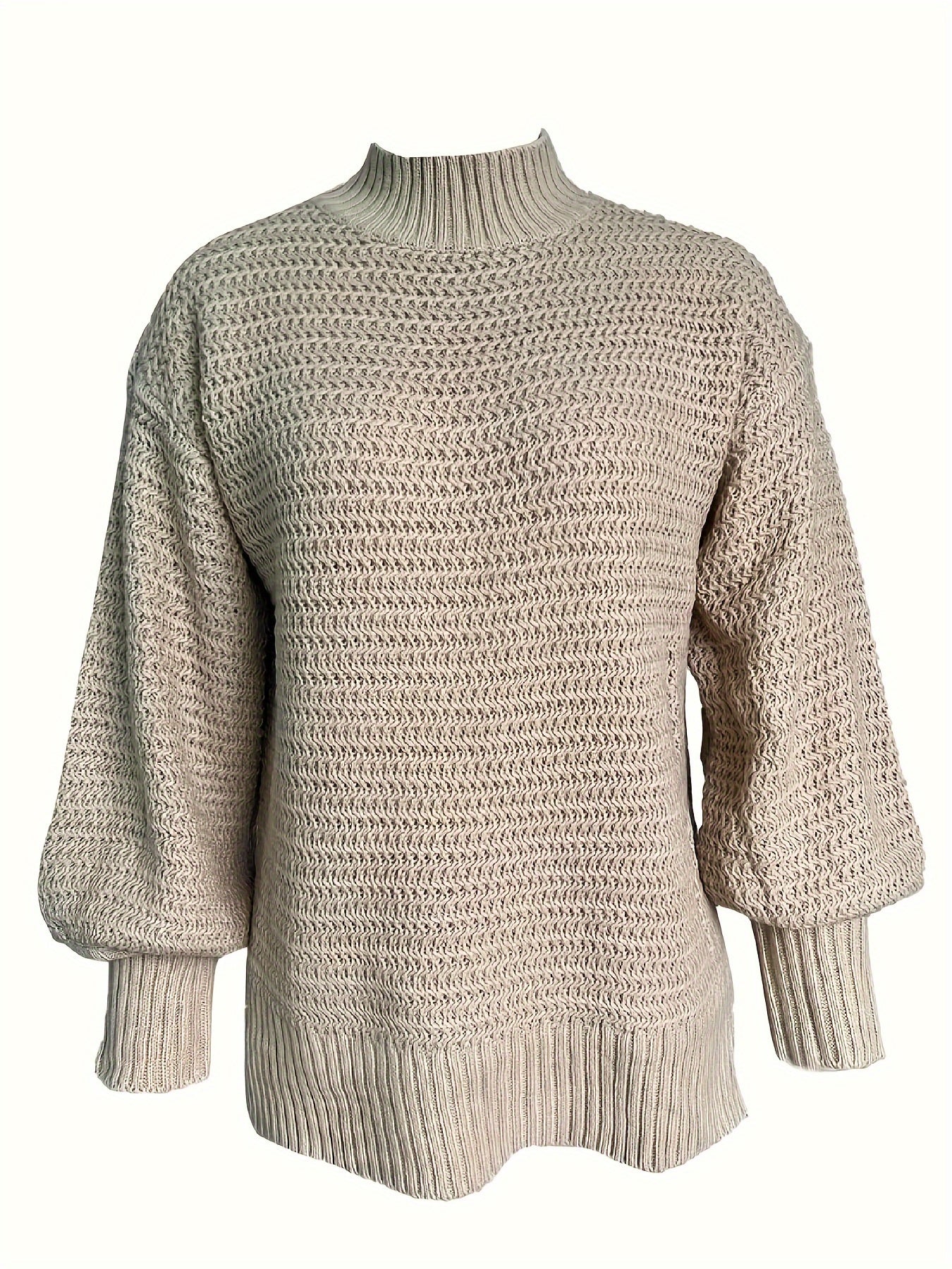 Low High Hem Mock Neck Sweater - Casual Long Sleeve Sweater For Fall & Winter - Women's Clothing - Soft & Cozy Fabric - Perfect for Layering - Ideal Gift for Women