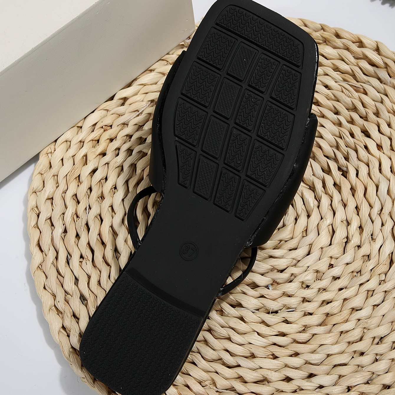 Women'S Black Square Toe Slip-On Sandals with Large Bow Detail - Stylish Summer Flat Heels for Outdoor and Indoor Wear, Casual Footwear | Stylish Flat Heels | Comfortable Footwear