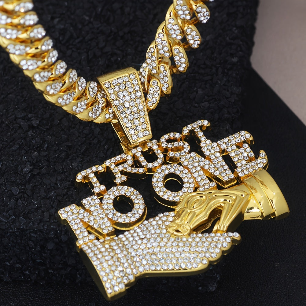 Shiny Character Pendant With Ice Cuban Chain Miami Necklace Men And Women Hip-hop Pendant Necklace Jewelry Gift