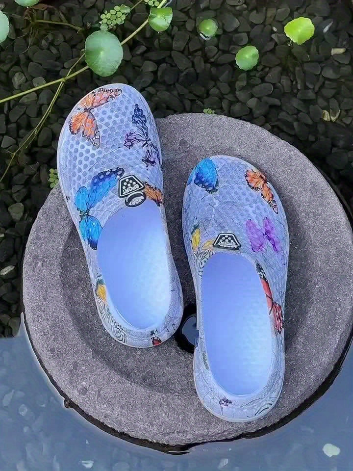 Women's Fashion Butterfly Pattern Hole Slippers, Summer Non-slip Beach Slippers for Koningsdag/King's Day