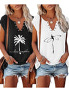 European & American Fashion Two-Piece Set – Printed V-Neck Button Vest & Matching Casual Bottoms, Lightweight Polyester-Rayon Blend