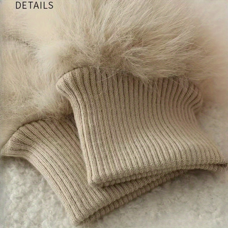 Thick, Windproof, And Cute Winter Warm Fuzzy Gloves for Cycling.