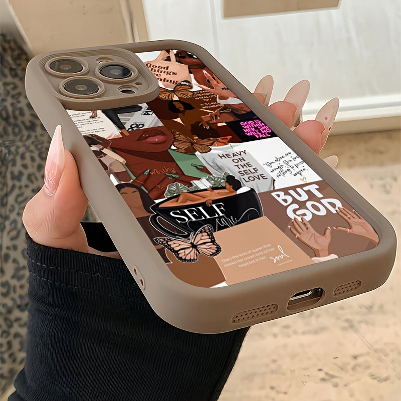 High Bamboo Brown Slogan Pattern TPU Anti-Fall Full Coverage Precision Protective Case for Apple iPhone6/7/8/X/Xs/Xr/Xs Max/11/12/13/14/15/16Pro Max