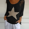 Women's Loose Hollow Star Cardigan Round Neck Shirt Summer Swim Cover-Up