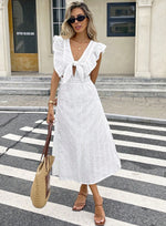 French-style Vintage Chic Hollow-out Ruffled Dress