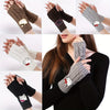 1pc of Sanrio Hello Kitty Cartoon Fashion Pvc Soft Rubber Big Head Decoration Autumn And Winter Leisure Knitting Open Finger Cuff Linen Pattern Short Gloves for Women to Work Cycling Interlocking Warm Wrist Gloves for Women C