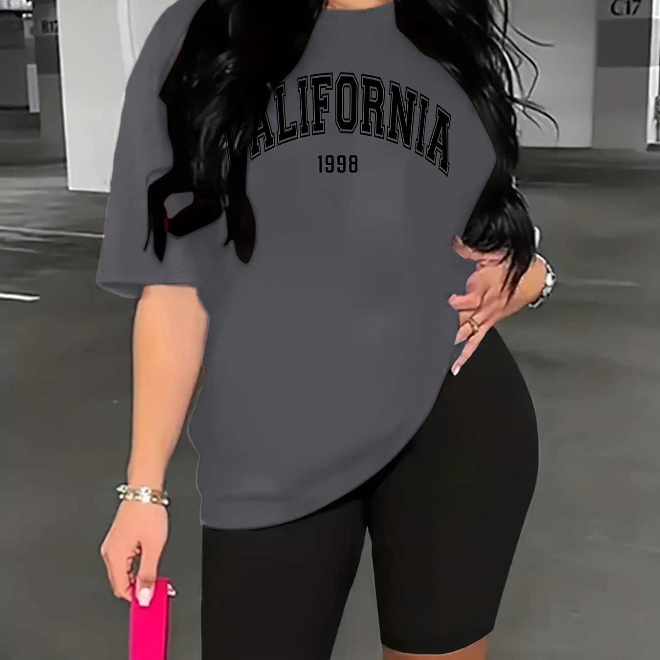 Women's Casual Letter Print T-Shirt - Crew Neck, Short Sleeve, Soft Polyester, Machine Washable