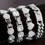 Fashion Women's 4-piece Combo Set - Women's Heart-studded Synthetic Zircon Cuban Bracelet - Multi-layer Chain Bracelet Set - Perfect For Giving Women's Gift Set - , Banquet, Gift Giving, Everyday Accessories