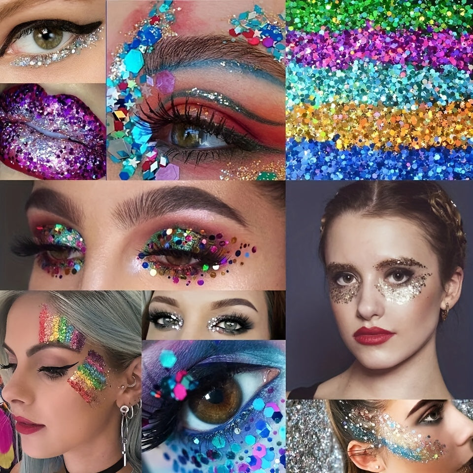 25 Jars/set Iridescent Nail Art Glitter Sequins Set Holographic Colorful Sparkly Hexagon Flakes Bottled Nail Sequins