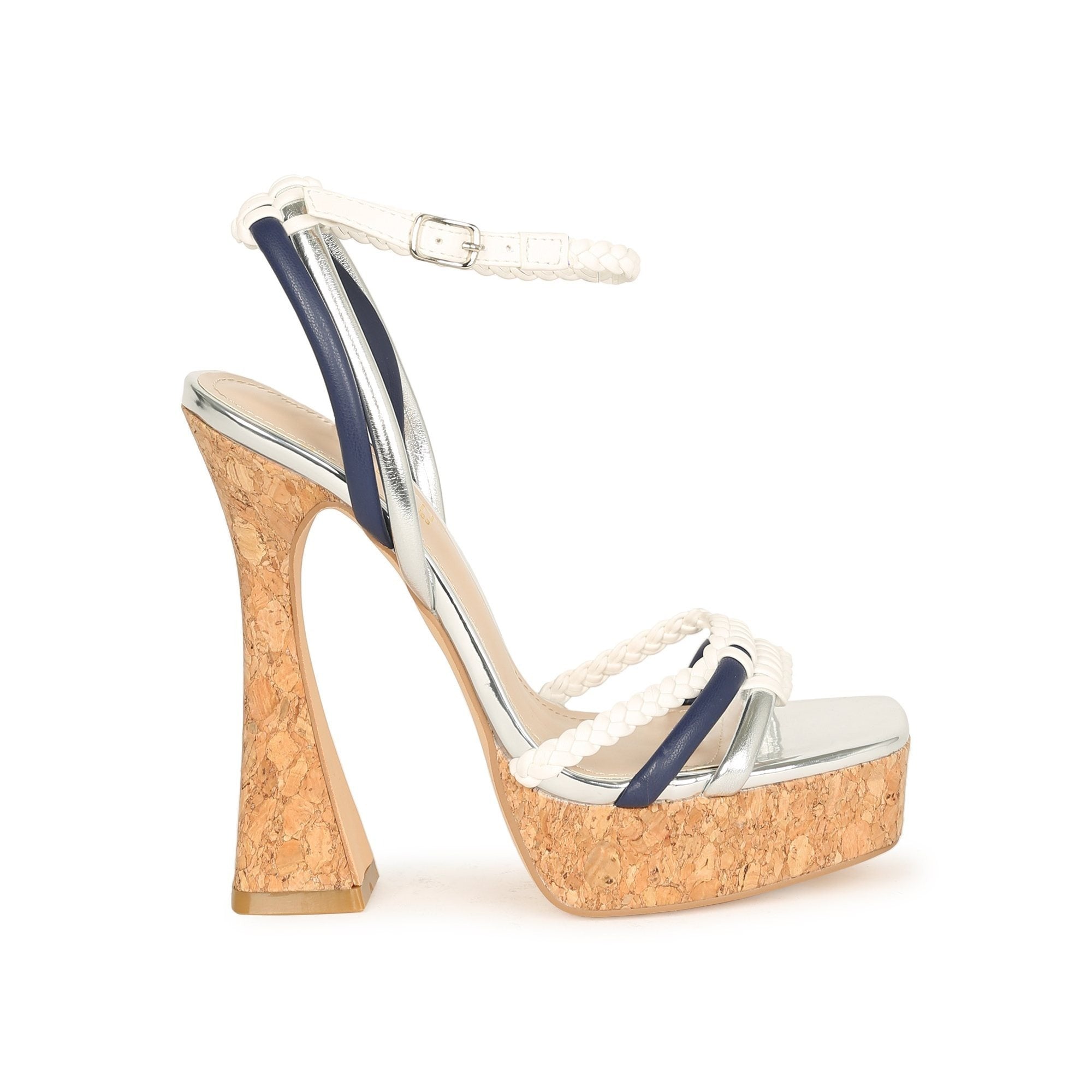 Women's braided strap high heel sandals, chunky heels