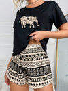 Simple Casual Elephant Pattern Women's Pajama Set