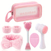 7pcs Facial Cleaning and Care Set - Deep Cleaning, Beauty Spa Mask Brush Kit, Includes Soft Fleece Headband, Headband Tie, Gentle Exfoliating Brush, Detail Silicone Facial Cleansing Brush, Portable Skincare Tool, Includes Was
