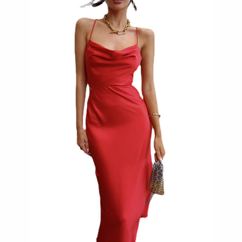 New Summer Sexy Halter Dress With A Ruffled Neckline And Shoulder Straps