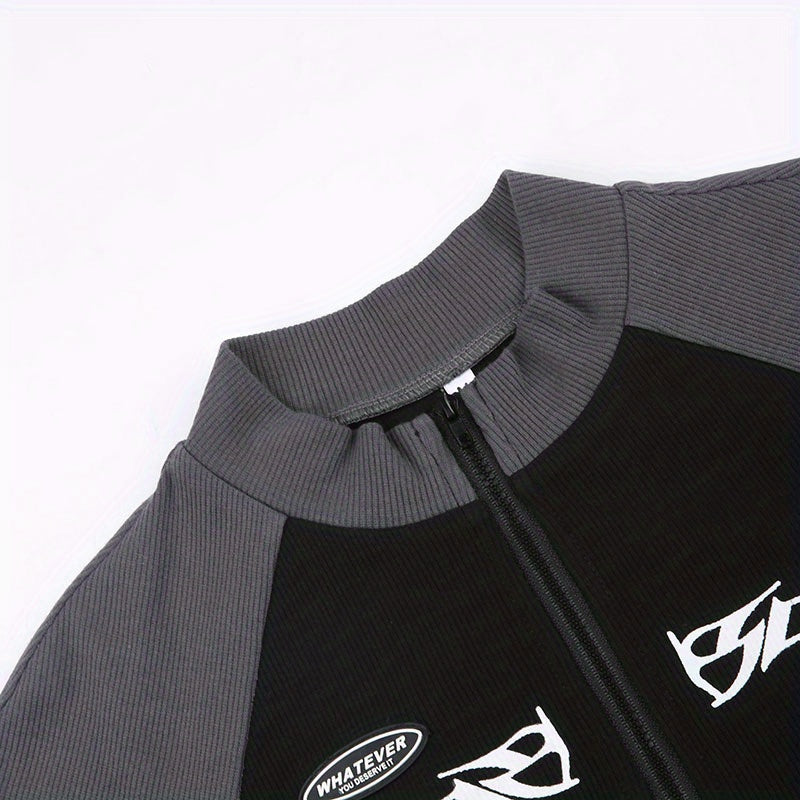 Zipper Front Collor Long-sleeved Sports Shirts, Ribbed Casual Crop Shirts, Women's Tops