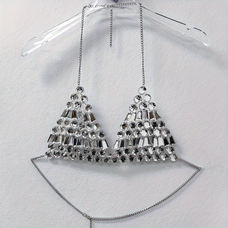 [Y2K Spicy Girl Bra] Acrylic Drill Spicy Girl Hanging Neck Bra - 1PC Y2K Style Decoration for Electronic Music Festivals and Party Outfits