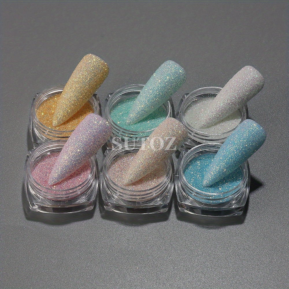 Glittery Rainbow Candy Nail Glitter Set - Ultra-Fine, Luminous Sugar Effect for Stunning Nail Art, Fragrance-Free, Ideal for Hands & Feet, Round Shape, Perfect for DIY Manicures, Nail Art Accessories