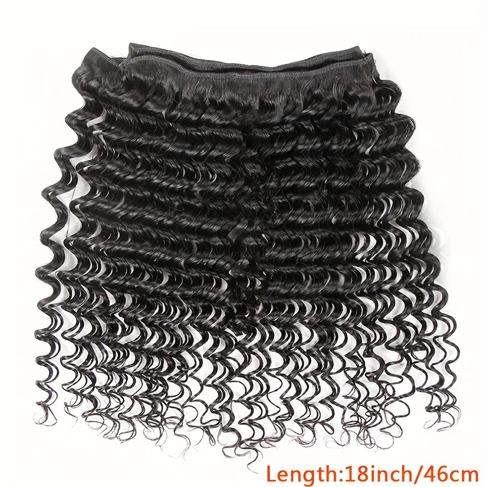 3 Bundles Deep Wave Human Hair Bundles 3 Bundles Deals Human Hair Extensions 12A 100% Unprocessed Virgin Brazilian Deep Curly Bundles Human Hair Remy Curly Weave Hair Bundles Natural Black Color