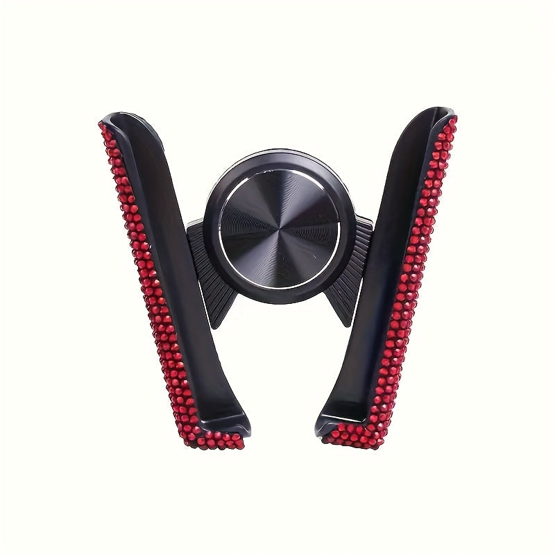 1pc New Car Phone Holder with Artificial Diamond Car-mounted Phone Holder, Cute Dual-function Air Outlet Navigation, Air Outlet Car-mounted Holder