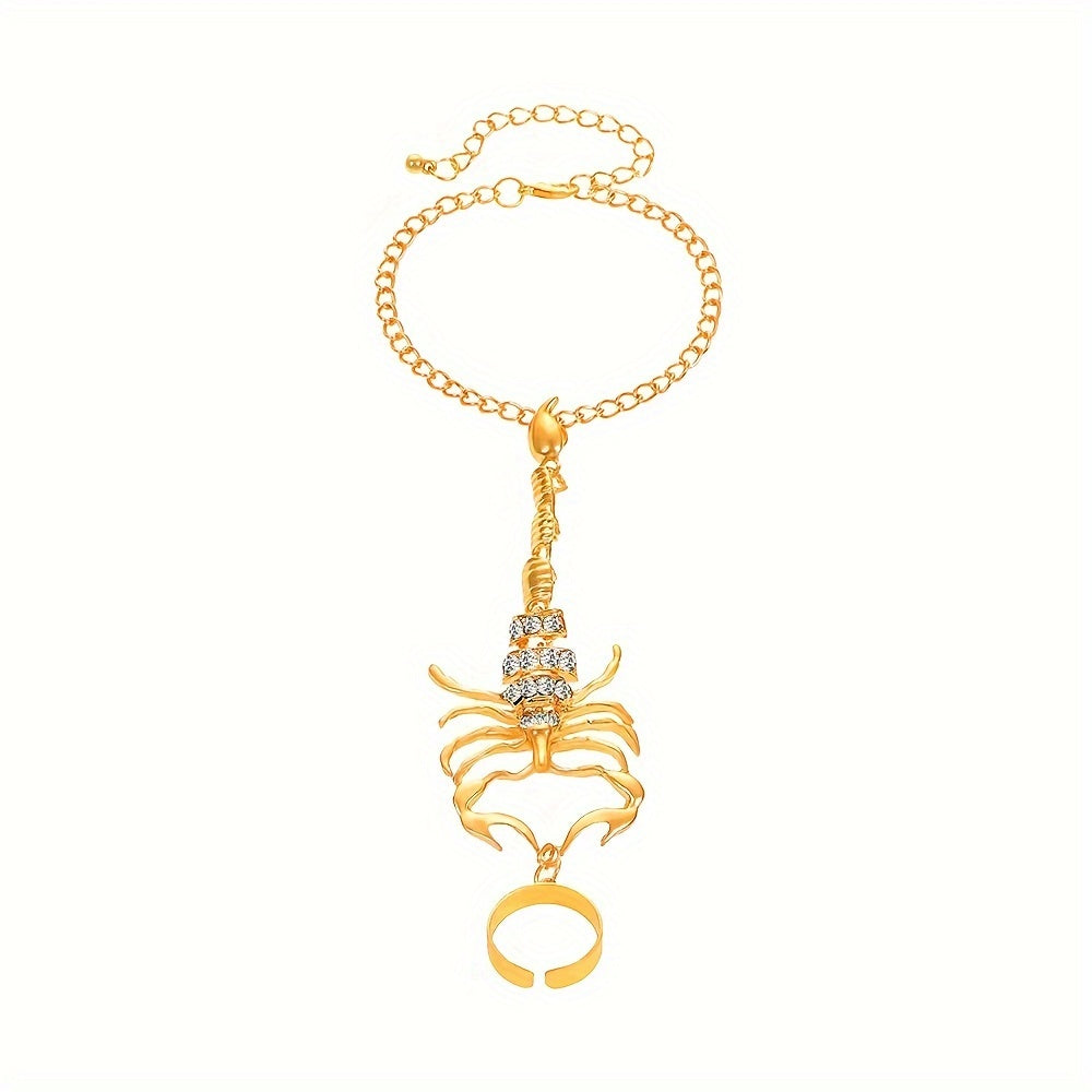 Scorpion Charm Bracelet, Elegant & Sexy Style, Alloy with Rhinestone Embellishments, Women's Fashion Jewelry, All-Season Accessory, No Holiday Specific