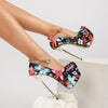 [1pc] Elegant Floral Print Stiletto Heels - Elegant Floral Print Mary-Jane Pumps with Metal Ankle Strap Detail, Lightweight, Round Toe Stiletto Heels, 17cm, with Sequin Embellishment, Rubber Sole - For Women - Suitable for Pa