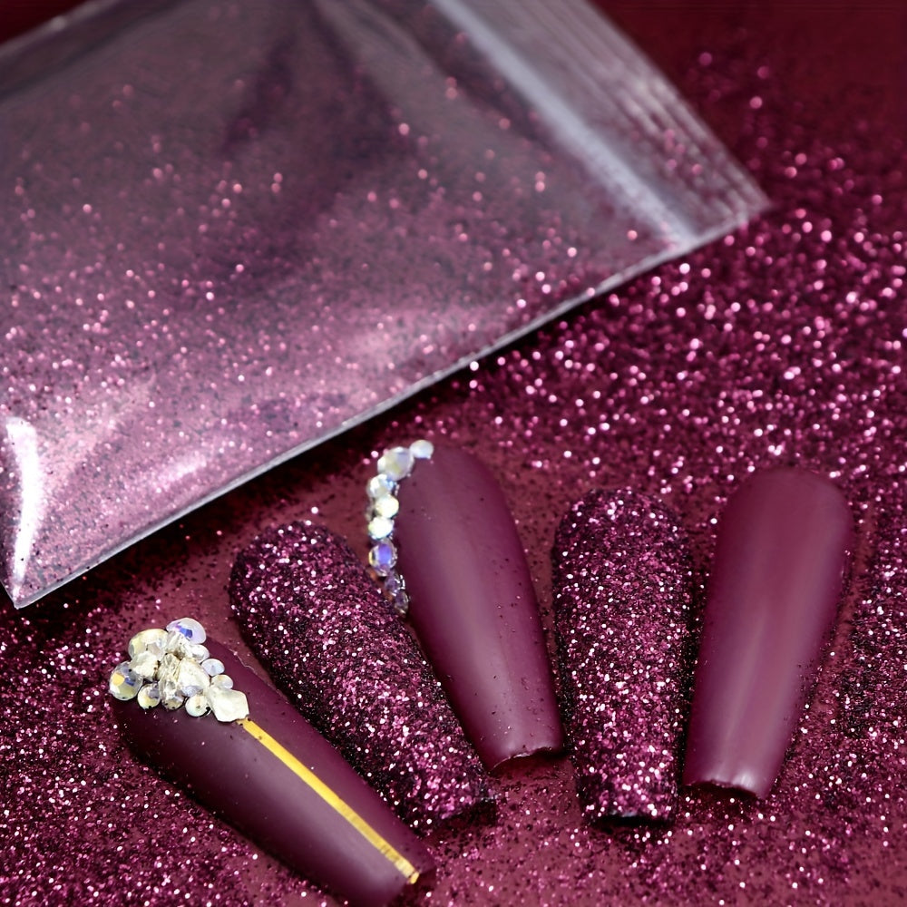 0.35oz Purple Shiny Nail Art Glitter Pure Colour Fine Powder 0.2mm Finely Chrome Pigment Accessories Fall Winter Nail Decoration