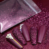 0.35oz Purple Shiny Nail Art Glitter Pure Colour Fine Powder 0.2mm Finely Chrome Pigment Accessories Fall Winter Nail Decoration