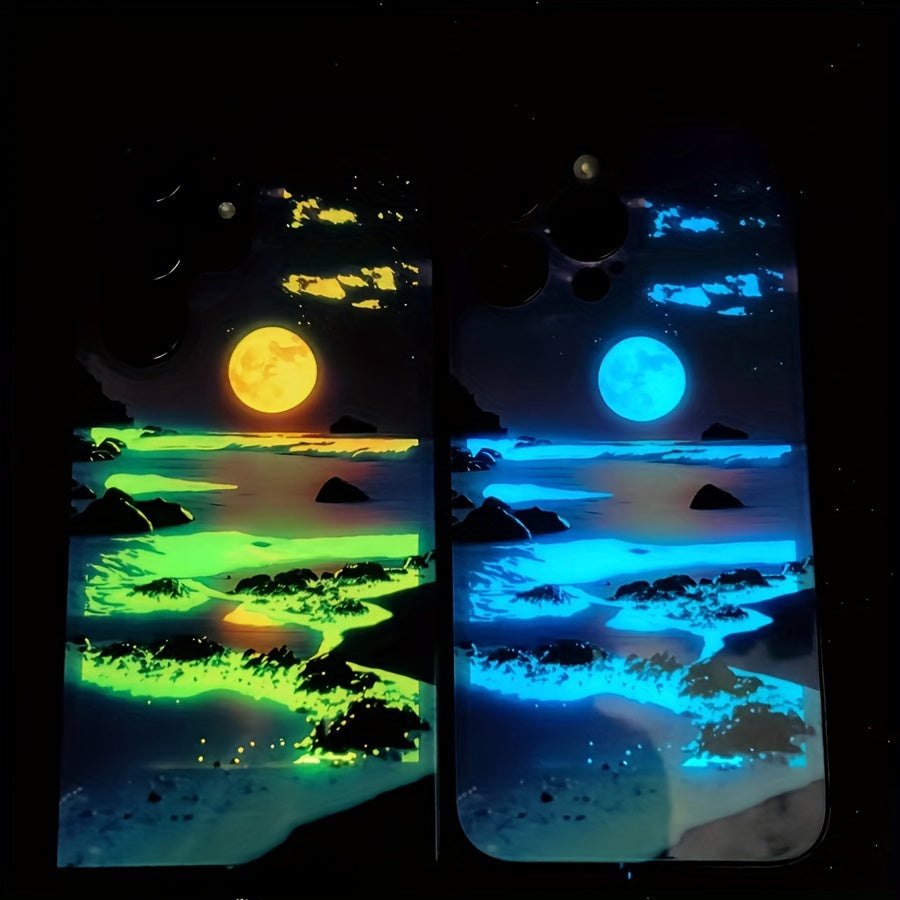 Glowing Meteor Sunset Beach Smart Voice-Controlled Luminous Phone Case Compatible with Samsung S24 Ultra/S23 Ultra/S23 FE/S21 FE/S22 Ultra/S21 Ultra/Iphone 15 14 Plus 13 12 11 Pro Max, Featuring Night Glow Technology And an E