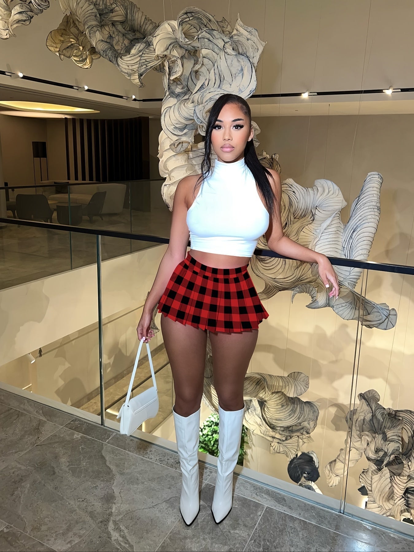 Stylish Plaid High Waist Mini Skirt - Pleated, Flared, Flowy, Sexy Design - Perfect for Spring and Summer, Women's Fashion Clothing, Casual Wear