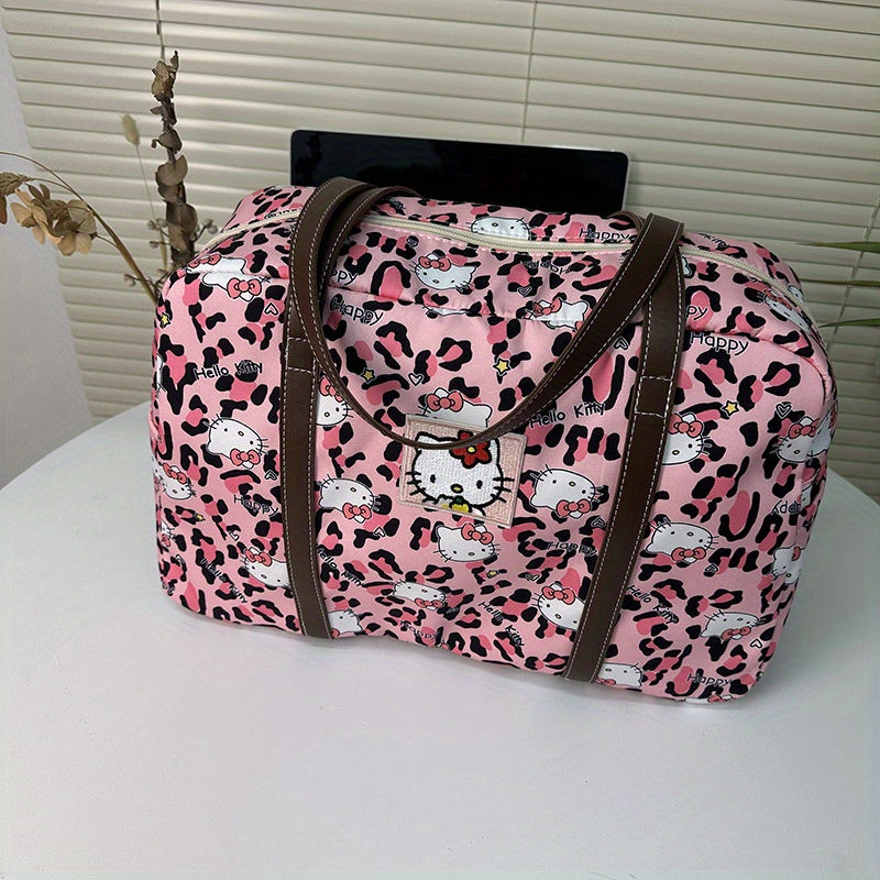 1 Sanrio for hello kitty Duffel Bag - Spacious Zipper Shoulder Tote with Vibrant Cat & Star Patterns, Durable Oxford Cloth, Perfect for Shopping & Daily Use | Ideal for Women, Everyday Tote Bag|Playful Accessory|Zippered Clos