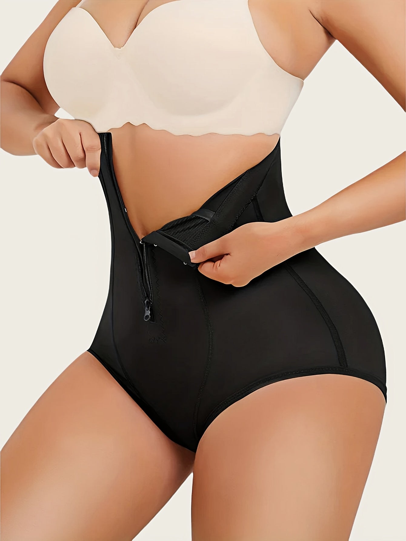 1pc Women High Waist Tummy Control Panty, Shapewear Pants, Butt Lifter Body Shaper Breathable Waist Trainer With Double-Reinforced Crotch For Multi-Occasion