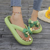 Women'S Summer Casual Flip Flops, Cute Cartoon Bear Bow Design, Thick Sole Non-Slip Soft Cloud Slides, Beach Vacation Slip-On Slippers, Dorm Home Daily Leisure, Large Size Ladies Shoes, Flat Heel EVA Material