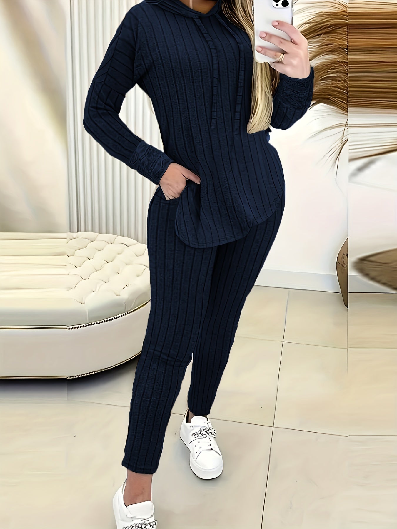 Elegant Directional Women'S Casual Hoodie And Pants Set