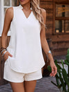Women'S Elegant Summer 2pcs Set: Soft & Comfortable Sleeveless Top with Matching Shorts - White, Versatile Fashion for Casual or Dressy Occasions, Versatile Clothing Set|Minimalist Outfit|Soft Texture