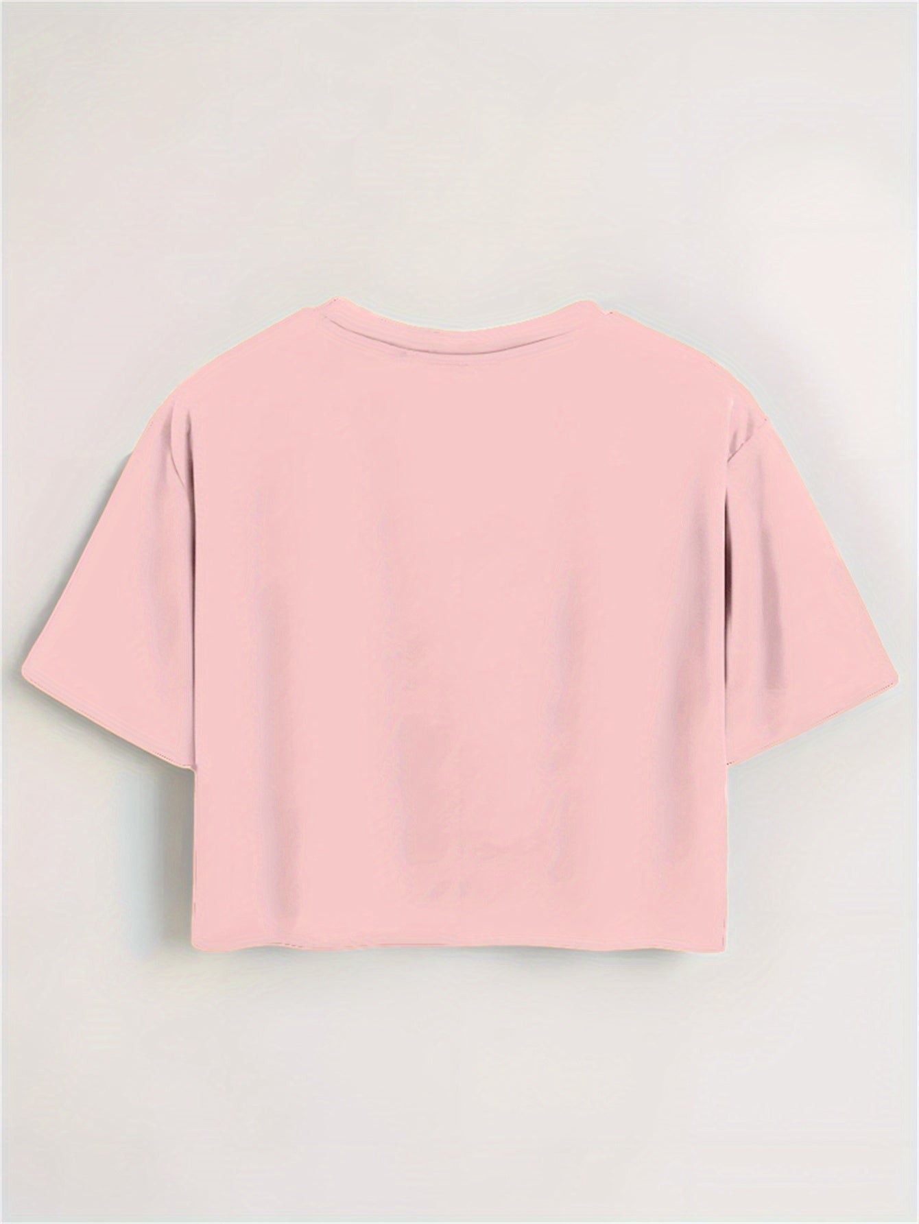 Women's Y2K Style Cropped T-Shirt - Light Pink joyful Face Graphic, Soft & Comfortable Fabric, Machine Washable, Spring/Summer Casual Top, Ladies T Shirts