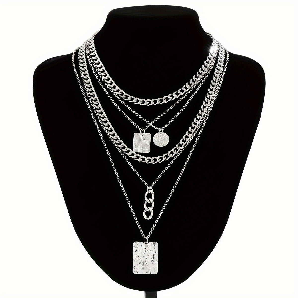 Stylish Minimalist 6pcs Snake Pattern Pendant Cuban Chain Necklace Set for Women, Suitable for Casual Attire, Mother's Day Gift