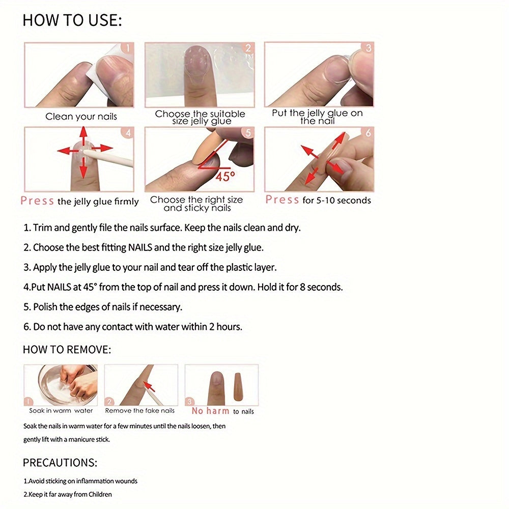 24 Pcs Medium Long Coffin Press On Nails, Pinkish Glitter Fake Nails, Glossy Artificial False Nails