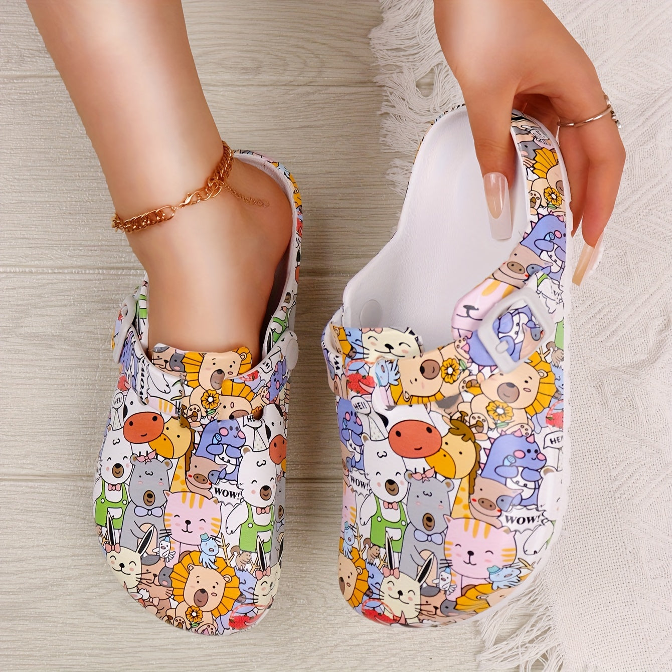 Women's Vibrant Summer EVA Clogs with Cartoon Design - Lightweight, Comfortable Slip-On Platform Shoes for Garden & Beach Wear, Perfect for All Seasons