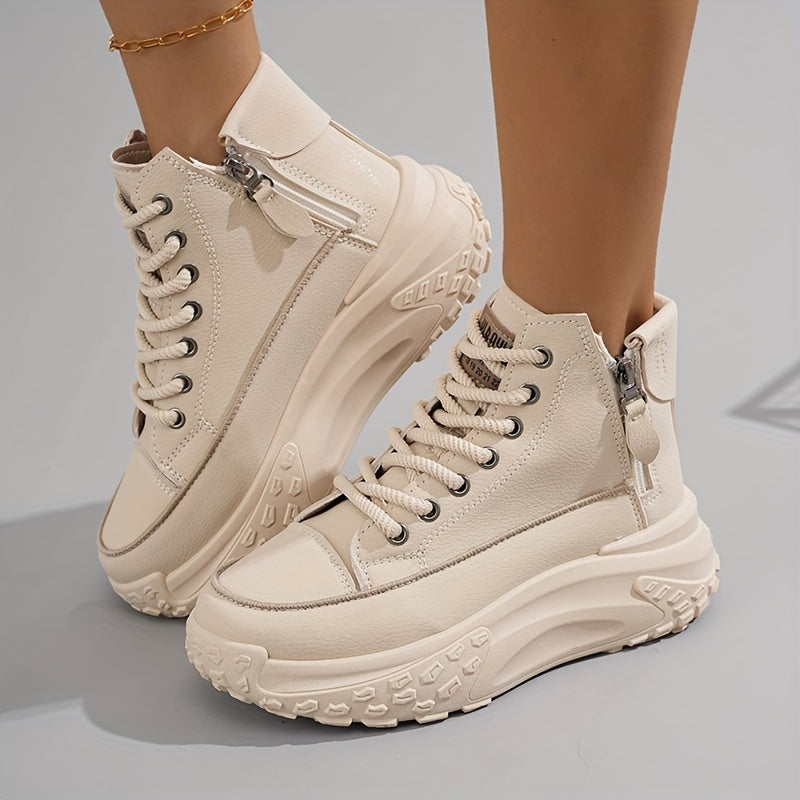 2024 Trendy High-Top Women's Sneakers - Comfortable, Non-Slip, Durable Casual Shoes with Lace-Up Design and Round Toe - For Women - Suitable for Casual Wear - Perfect Gift for Fashionistas