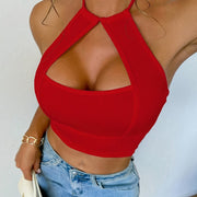 Ladies' Solid Color Backless Lace Sexy Tank Top