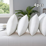 4pcs High Quality Fluffy Square Pillow Inserts with Zipper - Plump White Stuffer Cushion Fillings, 100% Polypropylene, Machine Washable, All-Season Use for Sofa, Bed, Patio, Camping & Travel - Perfect Gift for Family